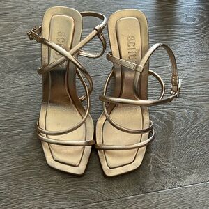 Schutz Gold Strappy Heels